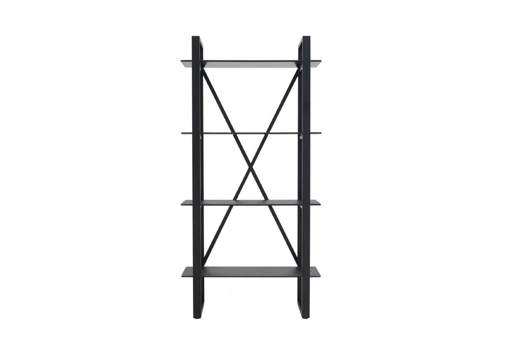 Industrial Black Iron Bookshelf with 4 Ceramic Shelves - Home Furniture Interiors