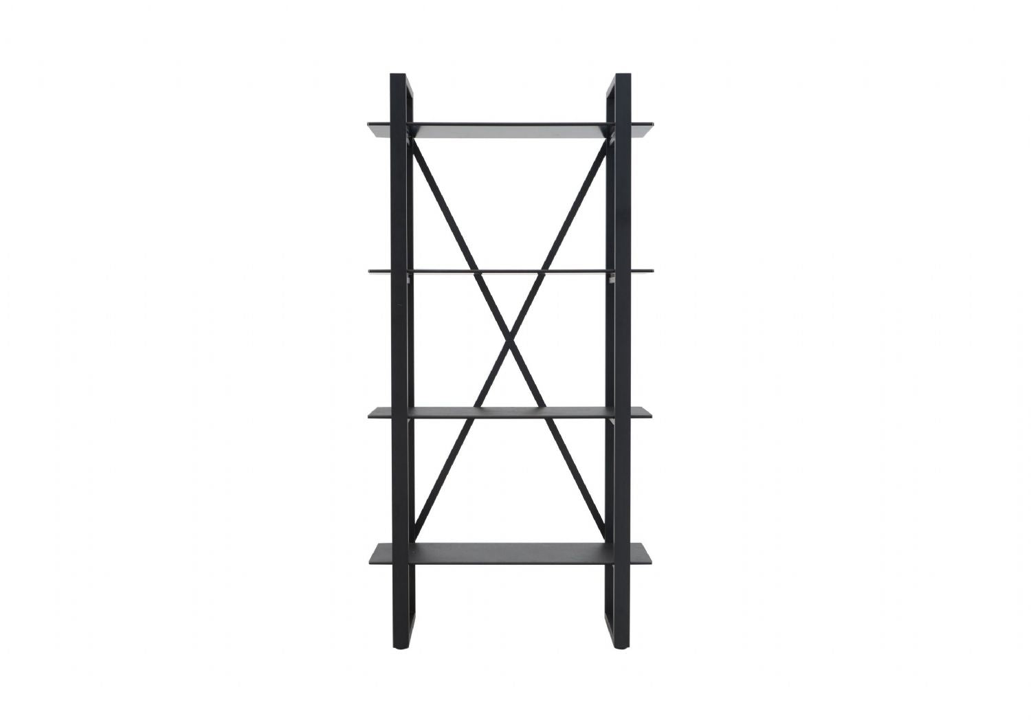 Industrial Black Iron Bookshelf with 4 Ceramic Shelves - Home Furniture Interiors