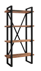 Industrial Reclaimed Railway Sleeper Wood Shelving Unit with Black Metal Frame - Home Furniture Interiors
