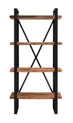 Industrial Reclaimed Railway Sleeper Wood Shelving Unit with Black Metal Frame - Home Furniture Interiors