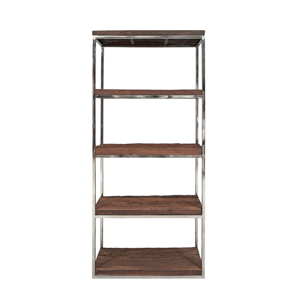 Industrial Solid Reclaimed Sleeper Wood Shelving Unit with Metal Frame - Home Furniture Interiors