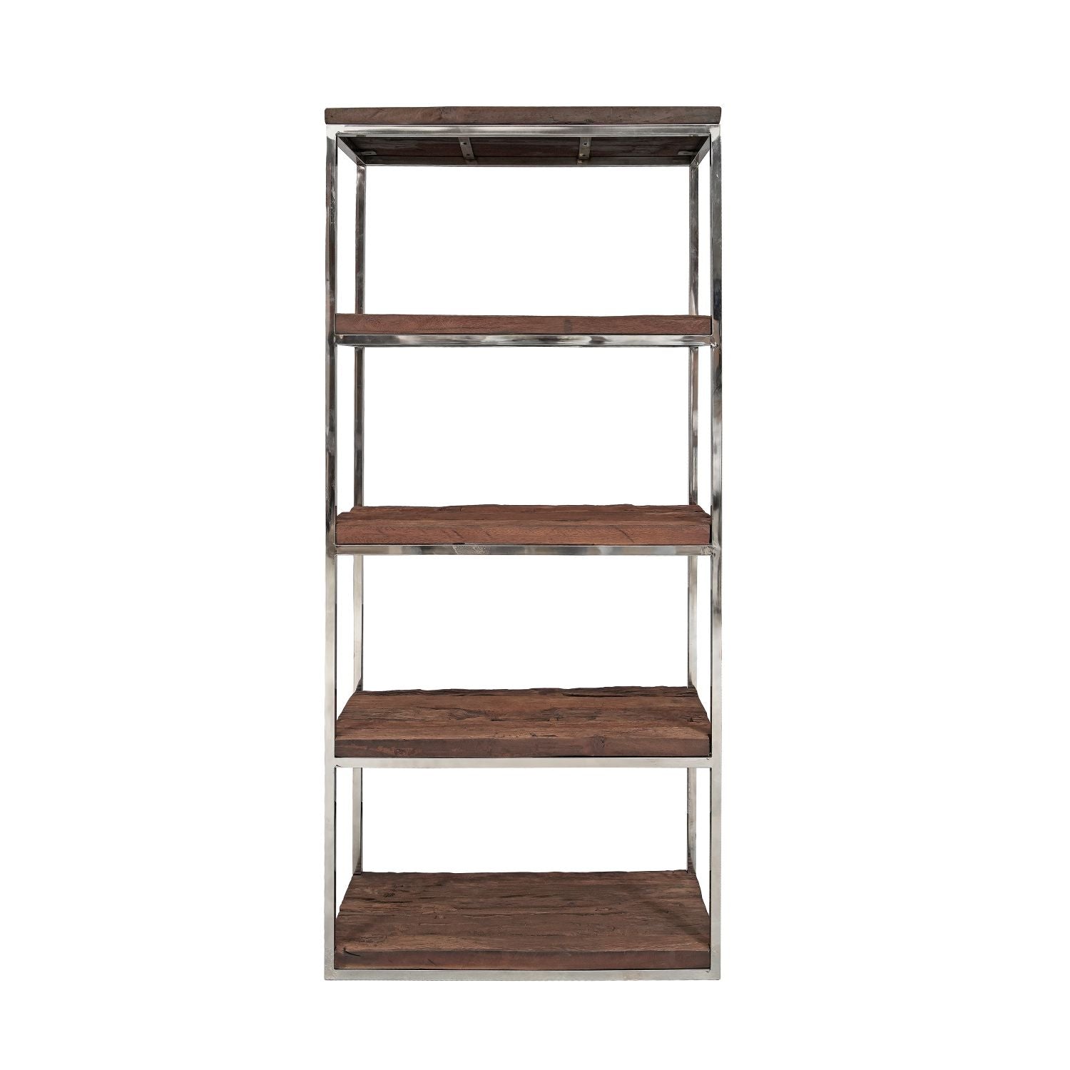 Industrial Solid Reclaimed Sleeper Wood Shelving Unit with Metal Frame - Home Furniture Interiors