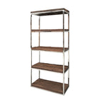 Industrial Solid Reclaimed Sleeper Wood Shelving Unit with Metal Frame - Home Furniture Interiors