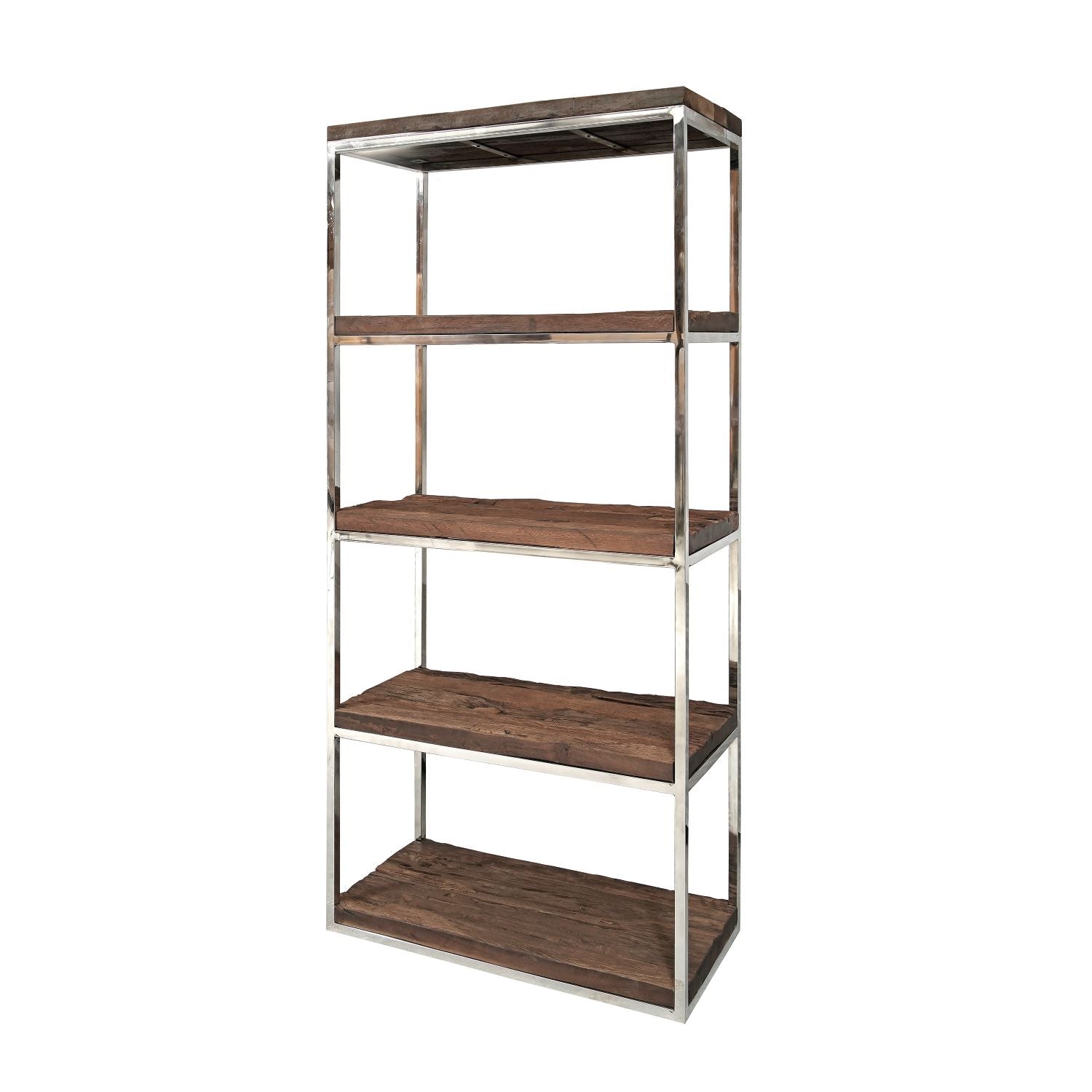 Industrial Solid Reclaimed Sleeper Wood Shelving Unit with Metal Frame - Home Furniture Interiors