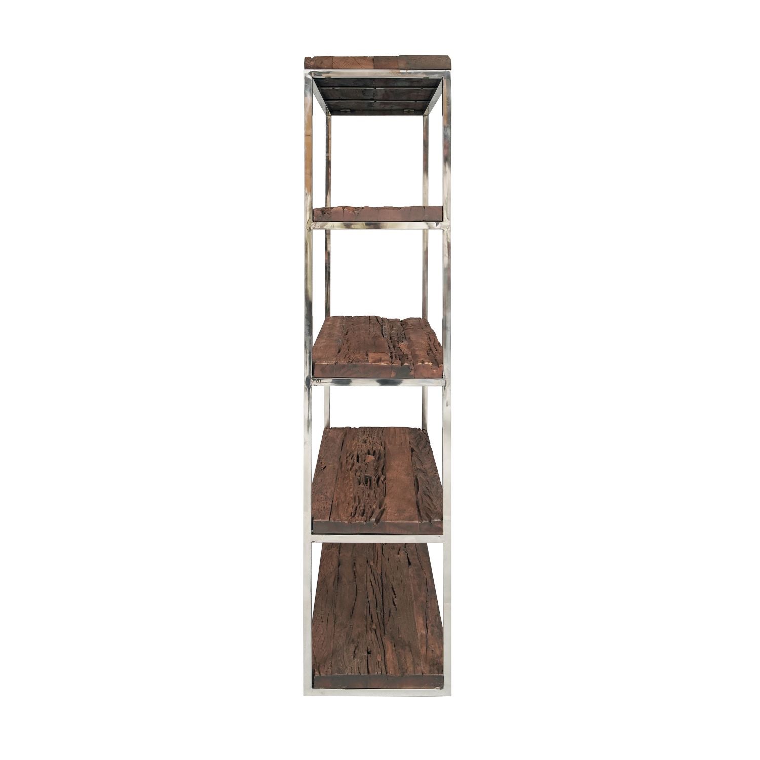 Industrial Solid Reclaimed Sleeper Wood Shelving Unit with Metal Frame - Home Furniture Interiors