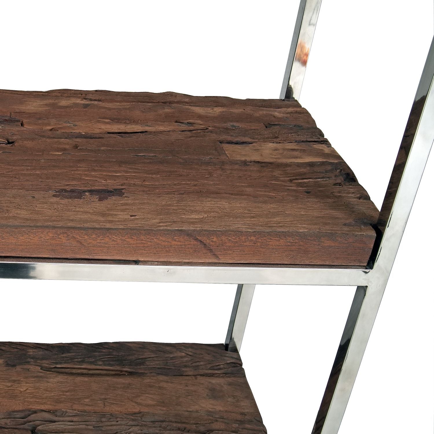 Industrial Solid Reclaimed Sleeper Wood Shelving Unit with Metal Frame - Home Furniture Interiors
