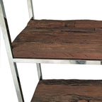 Industrial Solid Reclaimed Sleeper Wood Shelving Unit with Metal Frame - Home Furniture Interiors