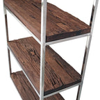 Industrial Solid Reclaimed Sleeper Wood Shelving Unit with Metal Frame - Home Furniture Interiors