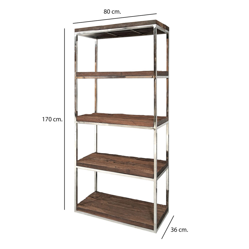 Industrial Solid Reclaimed Sleeper Wood Shelving Unit with Metal Frame - Home Furniture Interiors