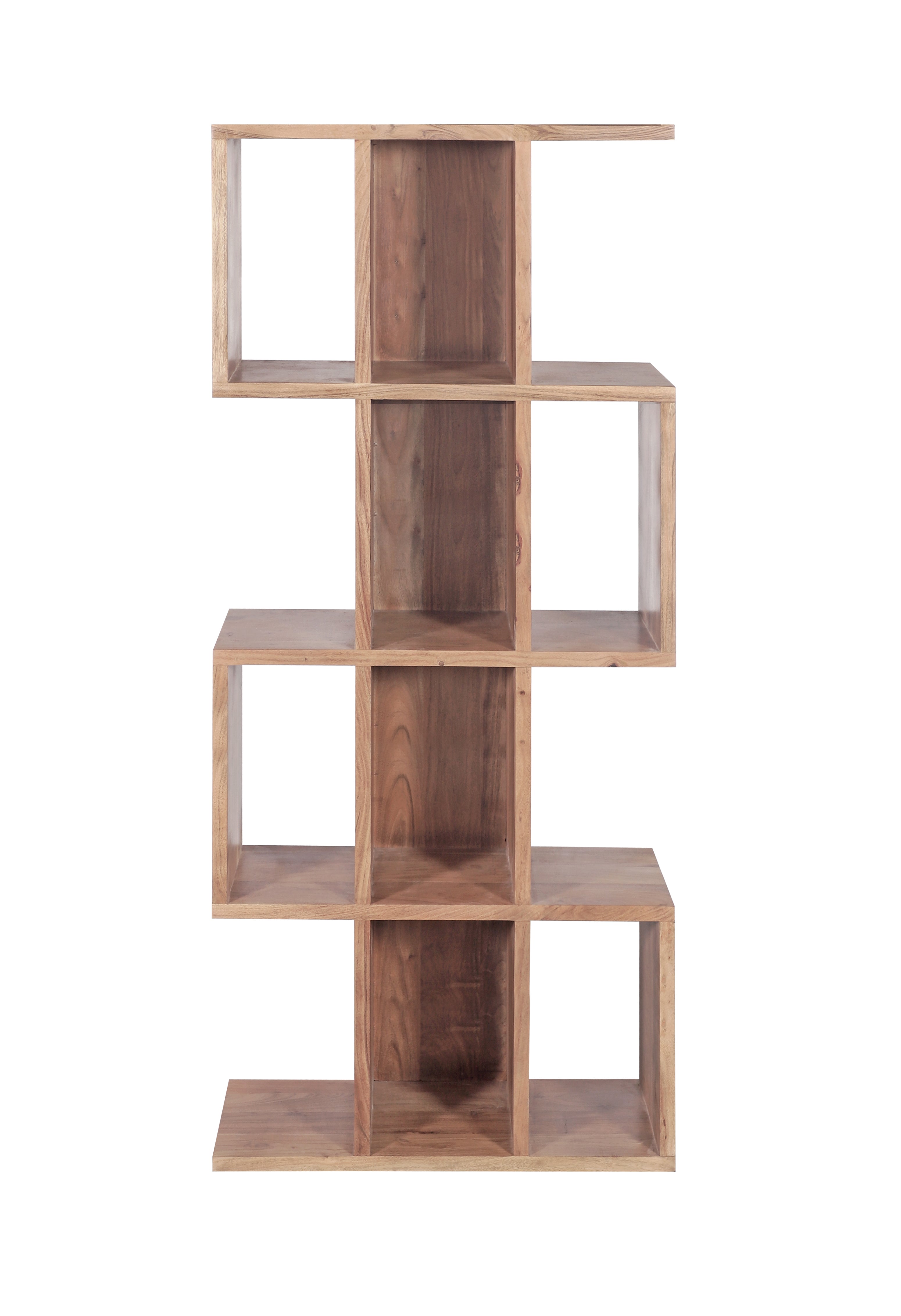 Modern Acacia Wood Tiered Shelving Unit with Open Cube Design