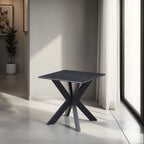 Industrial Black Ceramic and Glass Lamp Table with Iron Starburst Base