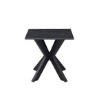 Industrial Black Ceramic and Glass Lamp Table with Iron Starburst Base - Home Furniture Interiors