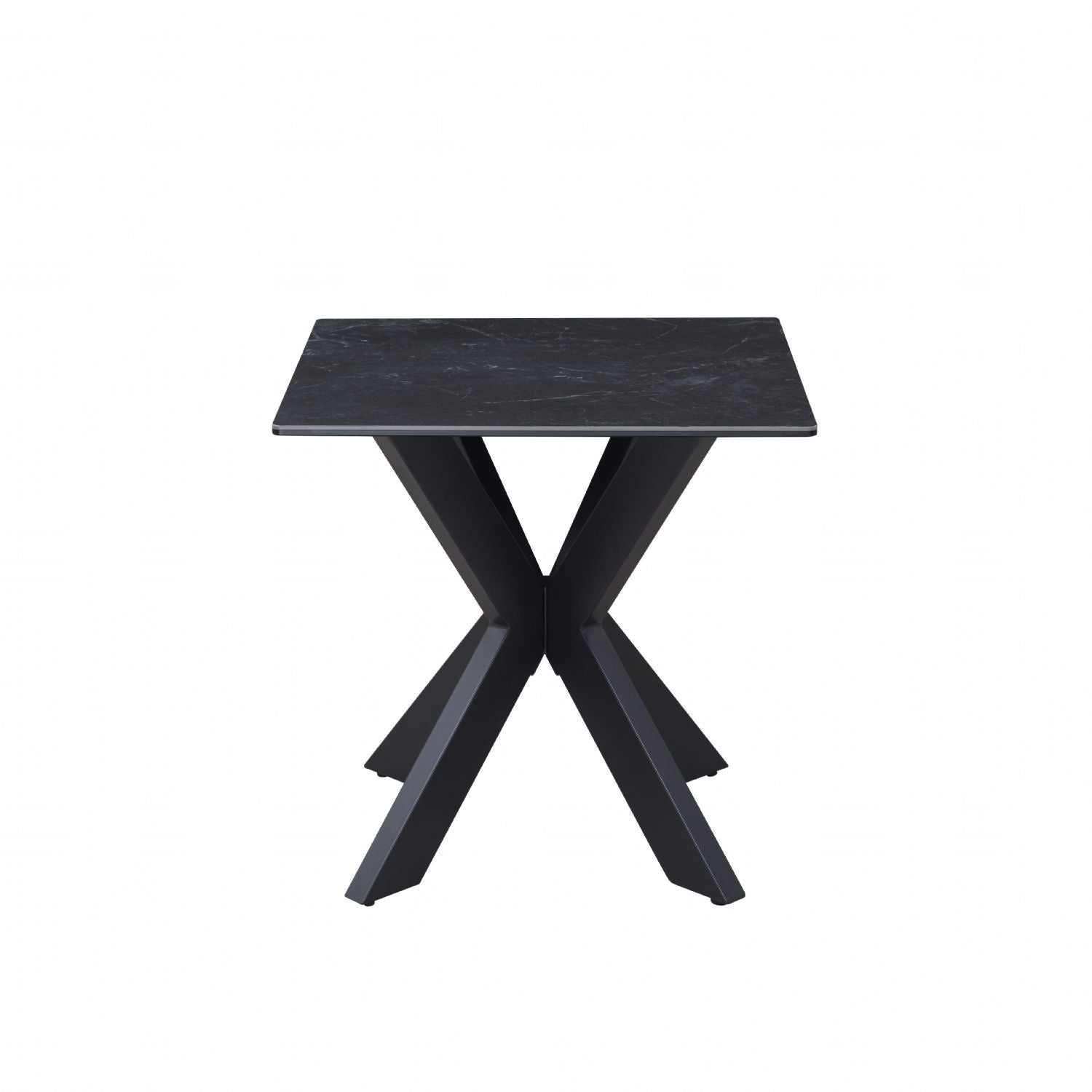 Industrial Black Ceramic and Glass Lamp Table with Iron Starburst Base - Home Furniture Interiors