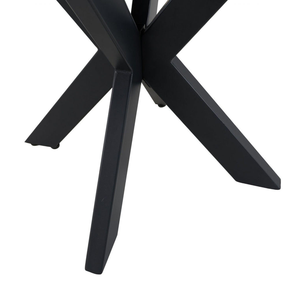 Industrial Black Ceramic and Glass Lamp Table with Iron Starburst Base - Home Furniture Interiors