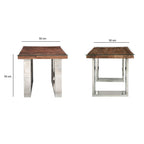 Industrial Reclaimed Sleeper Wood Square Lamp Table with Polished Steel Legs - Home Furniture Interiors