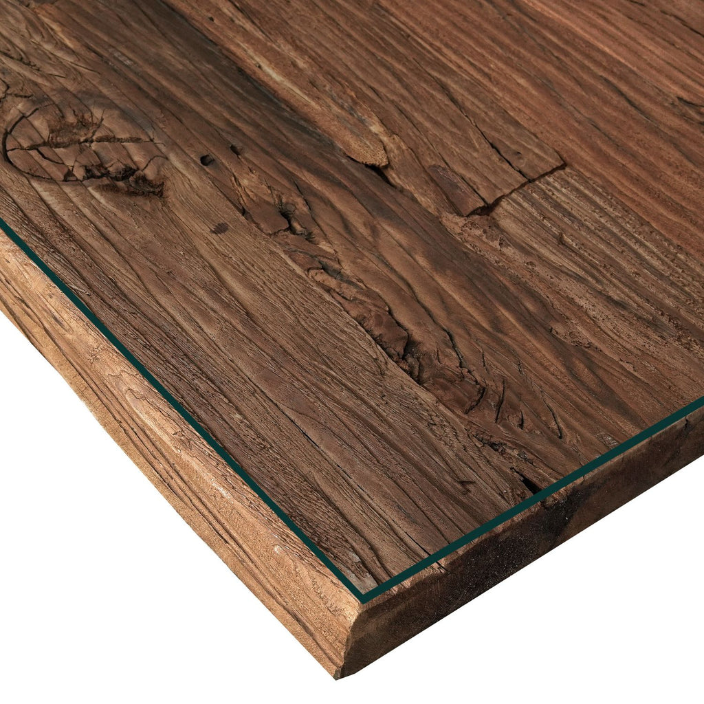 Industrial Reclaimed Sleeper Wood Square Lamp Table with Polished Steel Legs - Home Furniture Interiors