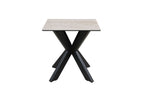 Modern Beige Ceramic and Glass Side Table with Black Metal Star Base - Home Furniture Interiors