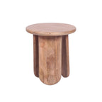 Modern Style Mango Wood Round Side Table with Sculpted Base - Home Furniture Interiors