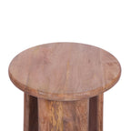 Modern Style Mango Wood Round Side Table with Sculpted Base - Home Furniture Interiors