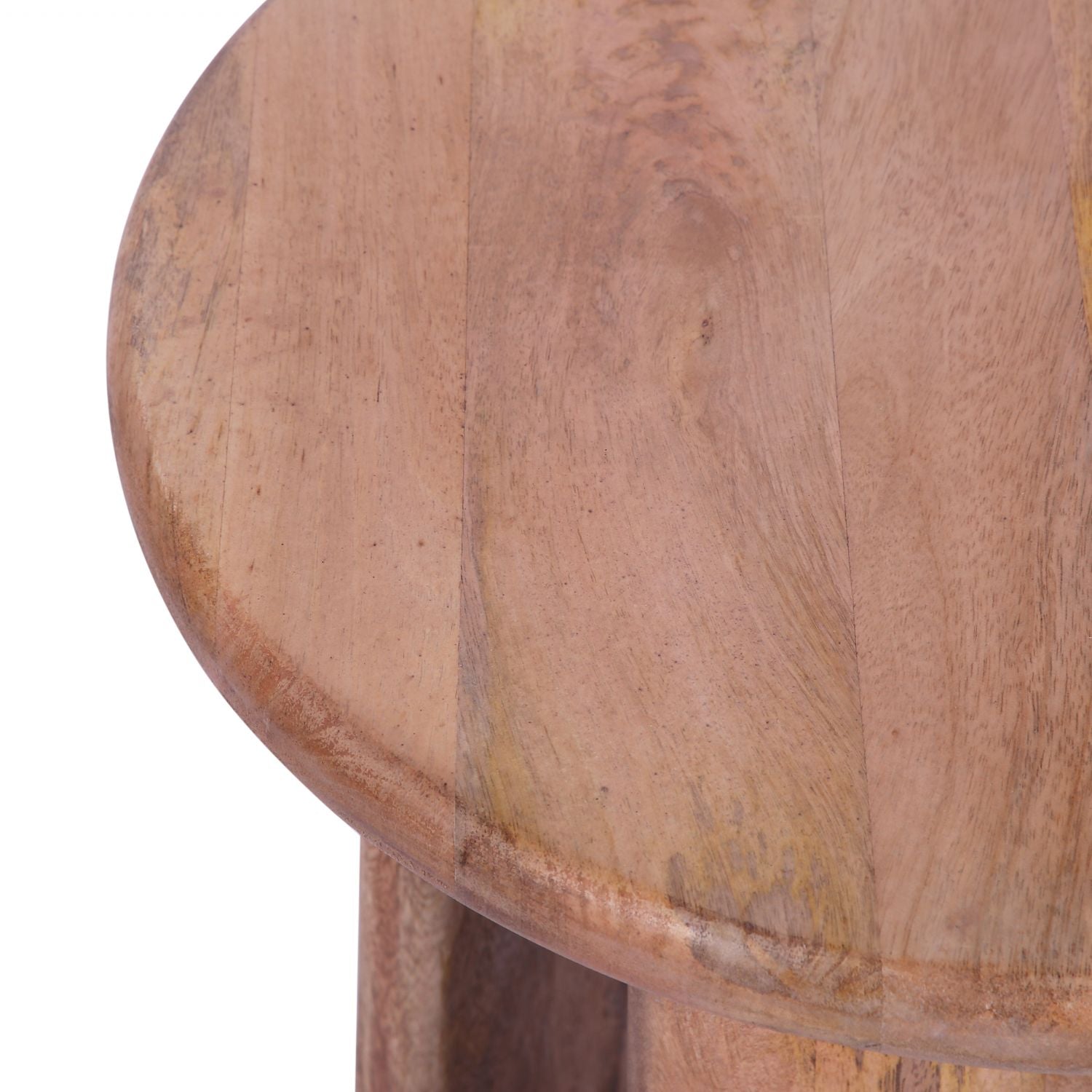 Modern Style Mango Wood Round Side Table with Sculpted Base - Home Furniture Interiors