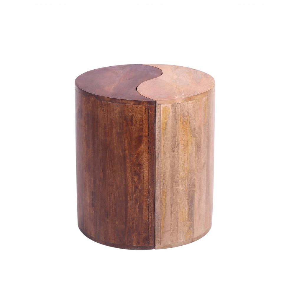 Modern Two Tone Mango Wood Curved Side Table Set - Home Furniture Interiors