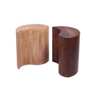 Modern Two Tone Mango Wood Curved Side Table Set - Home Furniture Interiors