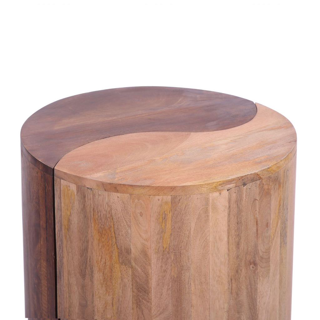 Modern Two Tone Mango Wood Curved Side Table Set - Home Furniture Interiors