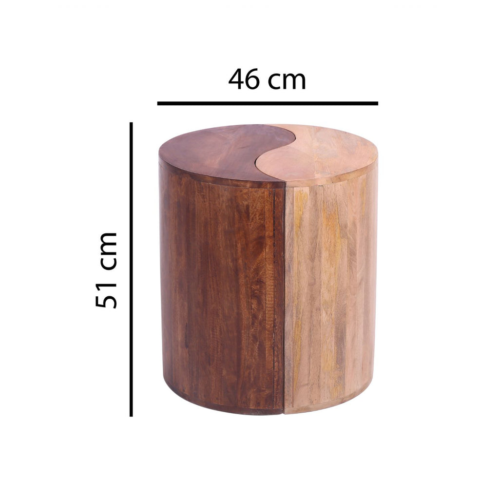 Modern Two Tone Mango Wood Curved Side Table Set - Home Furniture Interiors