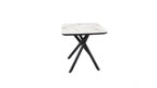 Modern White Marble Effect Ceramic Side Table with Black Metal Angled Legs - Home Furniture Interiors