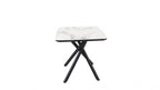 Modern White Marble Effect Ceramic Side Table with Black Metal Angled Legs - Home Furniture Interiors