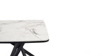Modern White Marble Effect Ceramic Side Table with Black Metal Angled Legs - Home Furniture Interiors