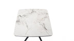 Modern White Marble Effect Ceramic Side Table with Black Metal Angled Legs - Home Furniture Interiors