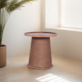 Natural Mango Wood Round Side Table with Hand Wrapped Rope Base