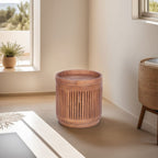 Natural Mango Wood Round Side Table with Removable Tray Top