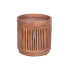 Natural Mango Wood Round Side Table with Removable Tray Top - Home Furniture Interiors