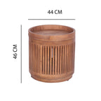 Natural Mango Wood Round Side Table with Removable Tray Top - Home Furniture Interiors