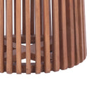 Natural Mango Wood Slatted Side Table with White Marble Round Top - Home Furniture Interiors