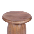 Natural Solid Mango Wood Sculpted Round Side Table - Home Furniture Interiors