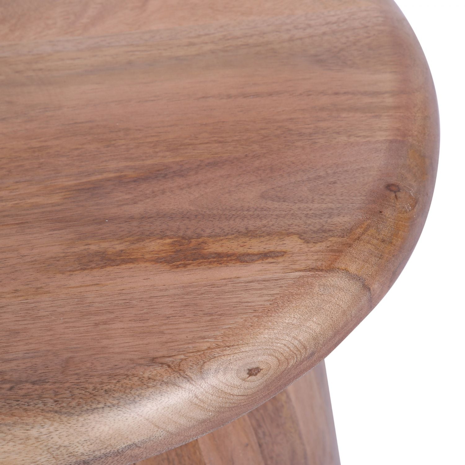 Natural Solid Mango Wood Sculpted Round Side Table - Home Furniture Interiors