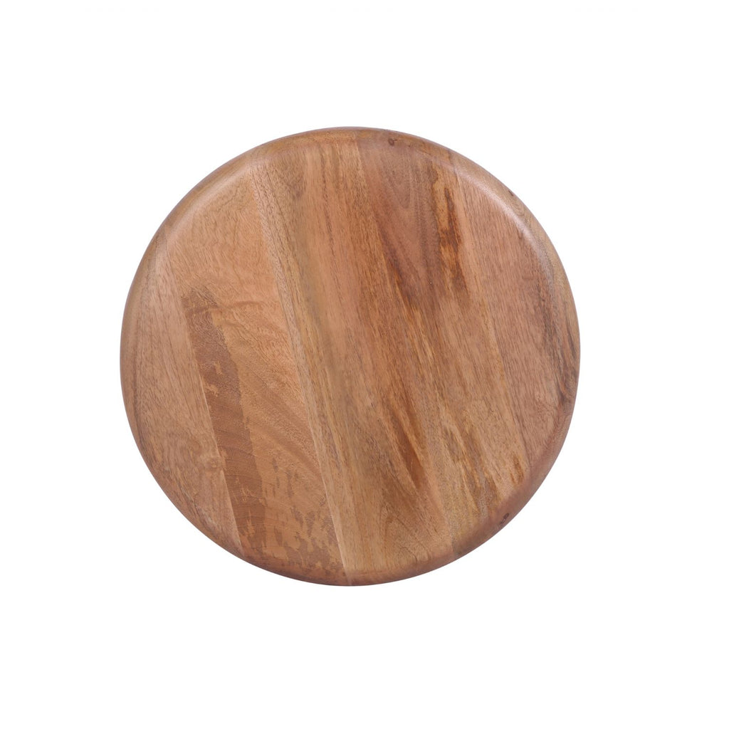 Natural Solid Mango Wood Sculpted Round Side Table - Home Furniture Interiors