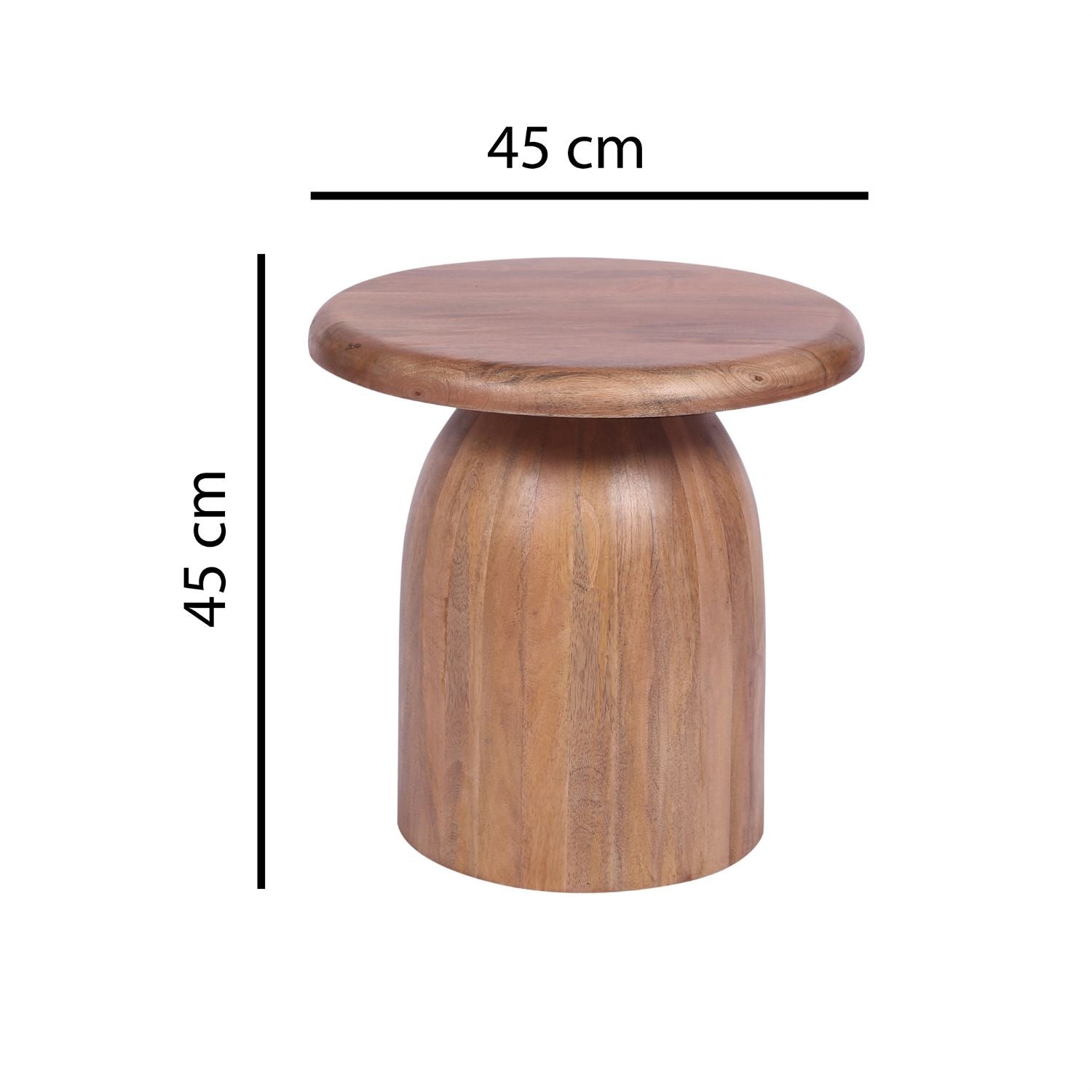 Natural Solid Mango Wood Sculpted Round Side Table - Home Furniture Interiors