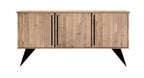 Industrial Natural Acacia Wood 3 Door Sideboard with Black Powder Coated Legs - Home Furniture Interiors