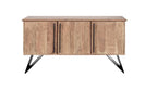 Industrial Natural Acacia Wood 3 Door Sideboard with Black Powder Coated Legs - Home Furniture Interiors