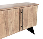 Industrial Natural Acacia Wood 3 Door Sideboard with Black Powder Coated Legs - Home Furniture Interiors