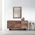 Industrial Reclaimed Wood 2 Door 3 Drawer Sideboard with Black Metal Legs