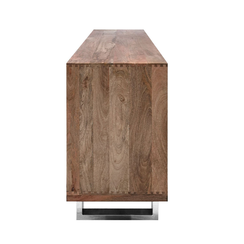 Industrial Reclaimed Wood 2 Door 3 Drawer Sideboard with Stainless Steel Legs - Home Furniture Interiors