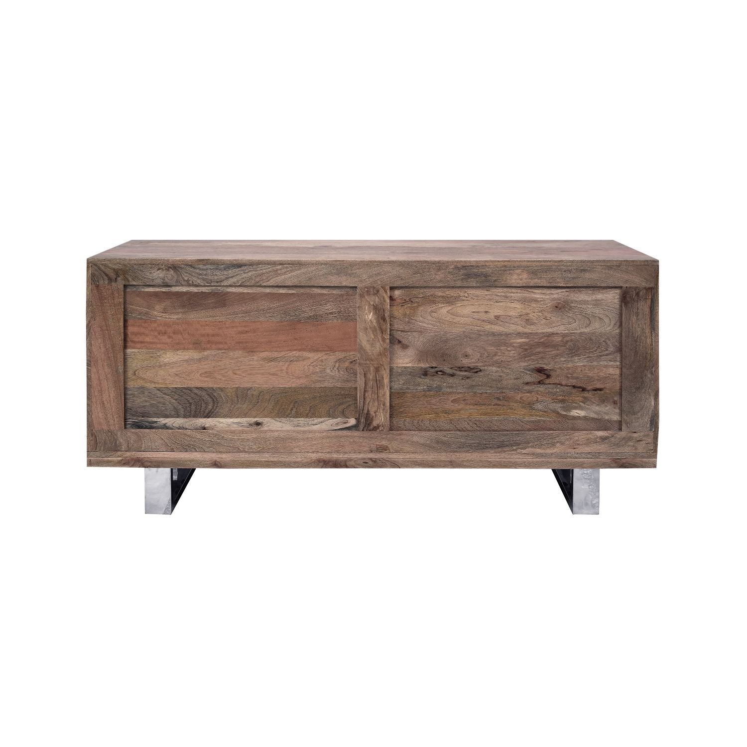 Industrial Reclaimed Wood 2 Door 3 Drawer Sideboard with Stainless Steel Legs - Home Furniture Interiors