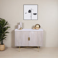 Luxury Marble Top Mango Wood Rectangular 2 Door Sideboard with Gold Iron Frame