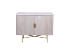 Luxury Marble Top Mango Wood Rectangular 2 Door Sideboard with Gold Iron Frame - Home Furniture Interiors