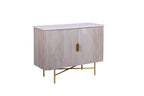 Luxury Marble Top Mango Wood Rectangular 2 Door Sideboard with Gold Iron Frame - Home Furniture Interiors